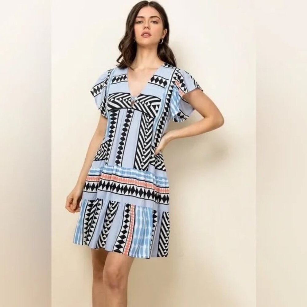 THML "Amelia" Dress from Anthropologie Geo Tribal print mini dress